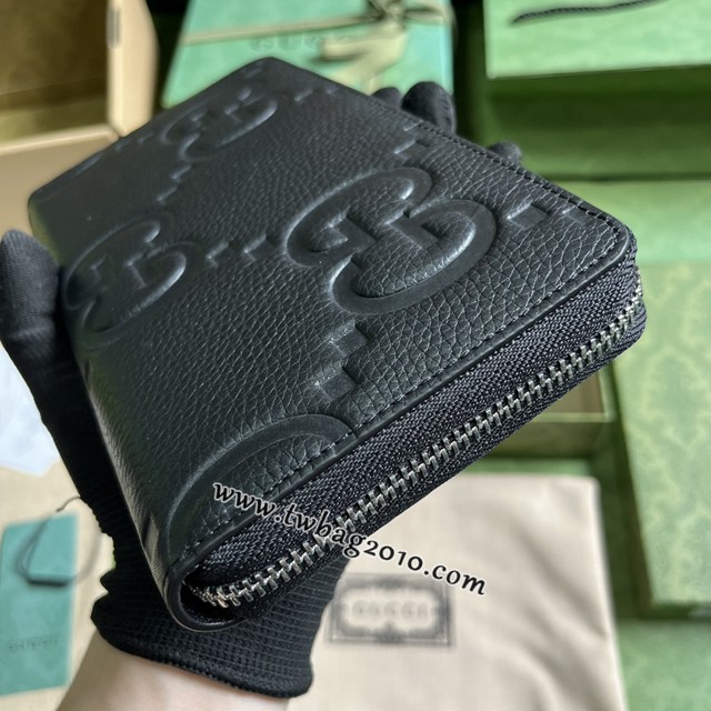 gucci專櫃新款GG印花壓紋原廠皮錢包 古馳雙G全拉鏈式錢包 jcp1596